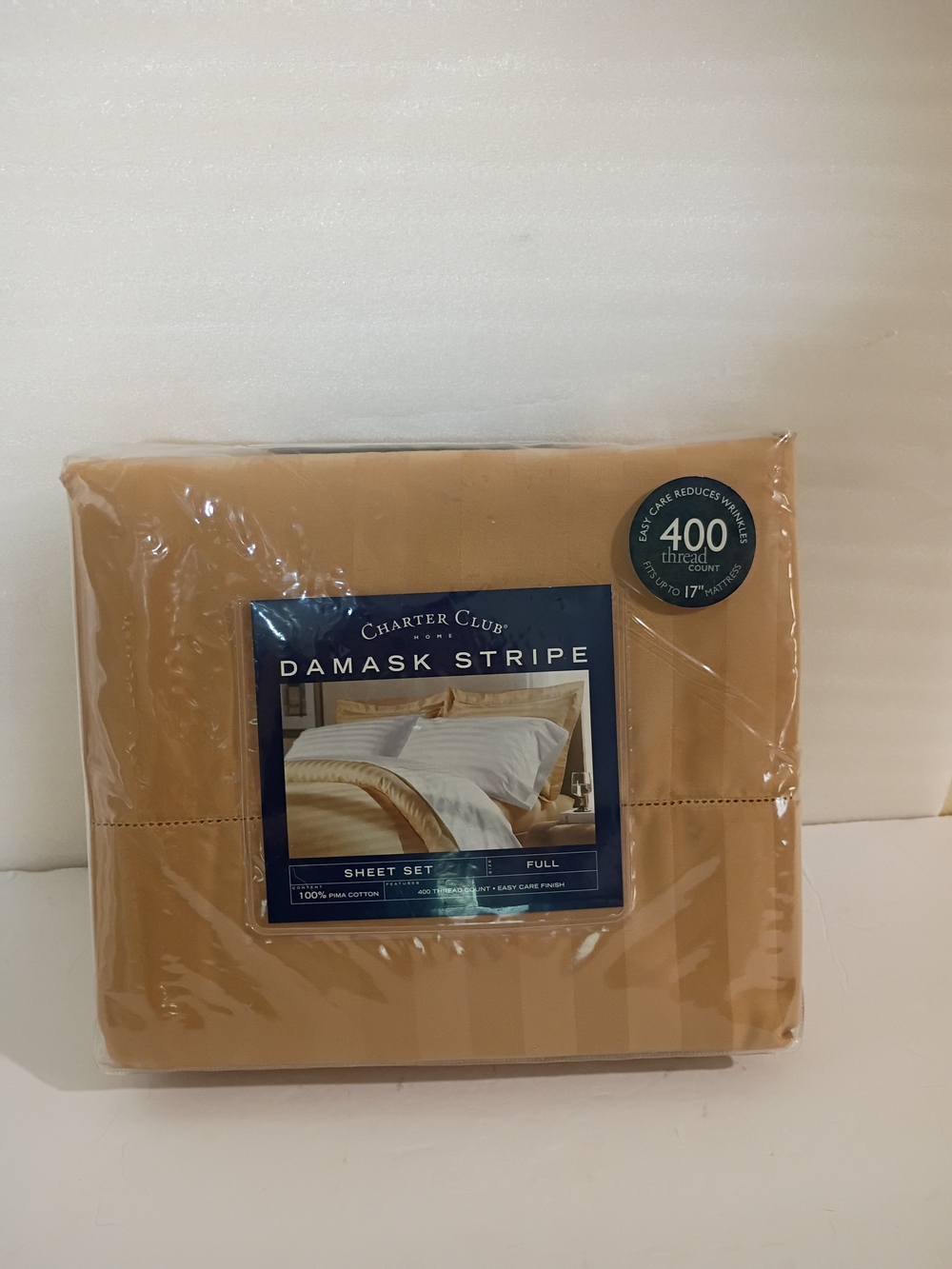 Charter Club Damask Stripe Sheet Set in Tan